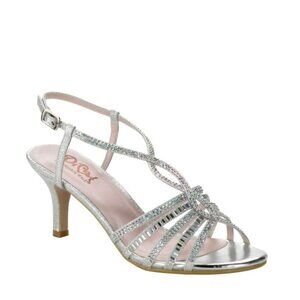 Diva by Benjamin Walk Womens 7M D101 Glitter Rhinestone Open Toe Heels in Silver